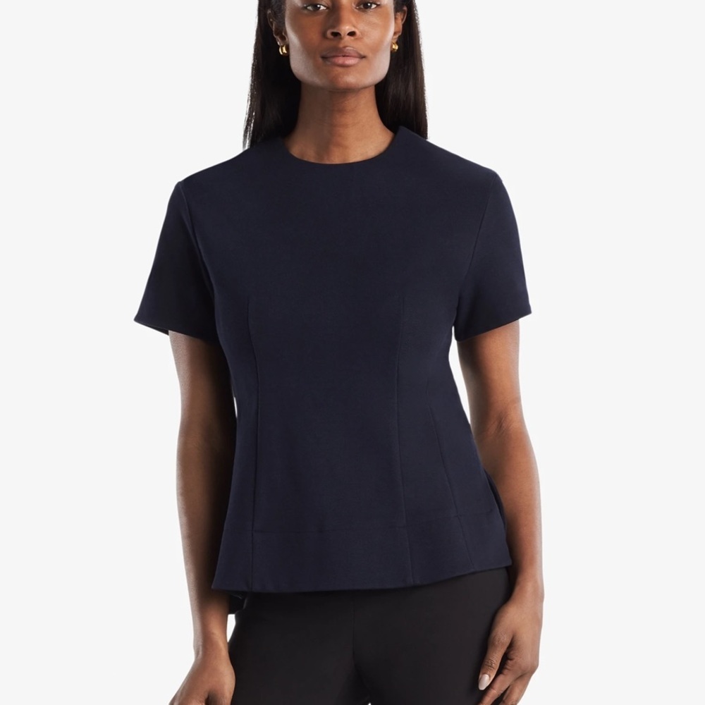 MM Lafleur Navy Krader Top Short-Sleeve Crewneck Top | XS
